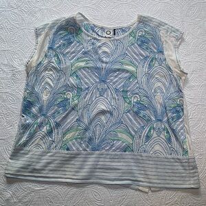 Elegant Blue and Green Patterned Women's Top